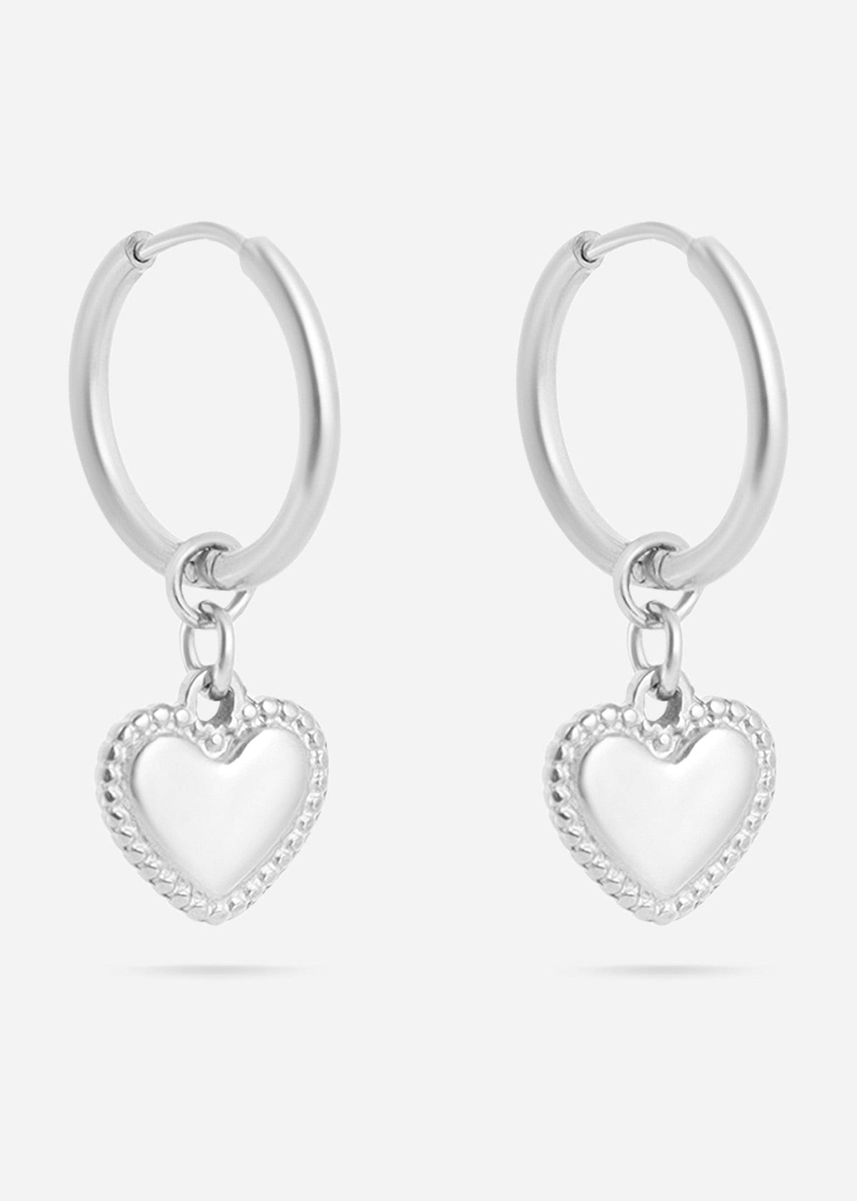 18K Gold PVD Stainless Steel Heart Pendant Hoop Earrings-Lemons and Limes Boutique