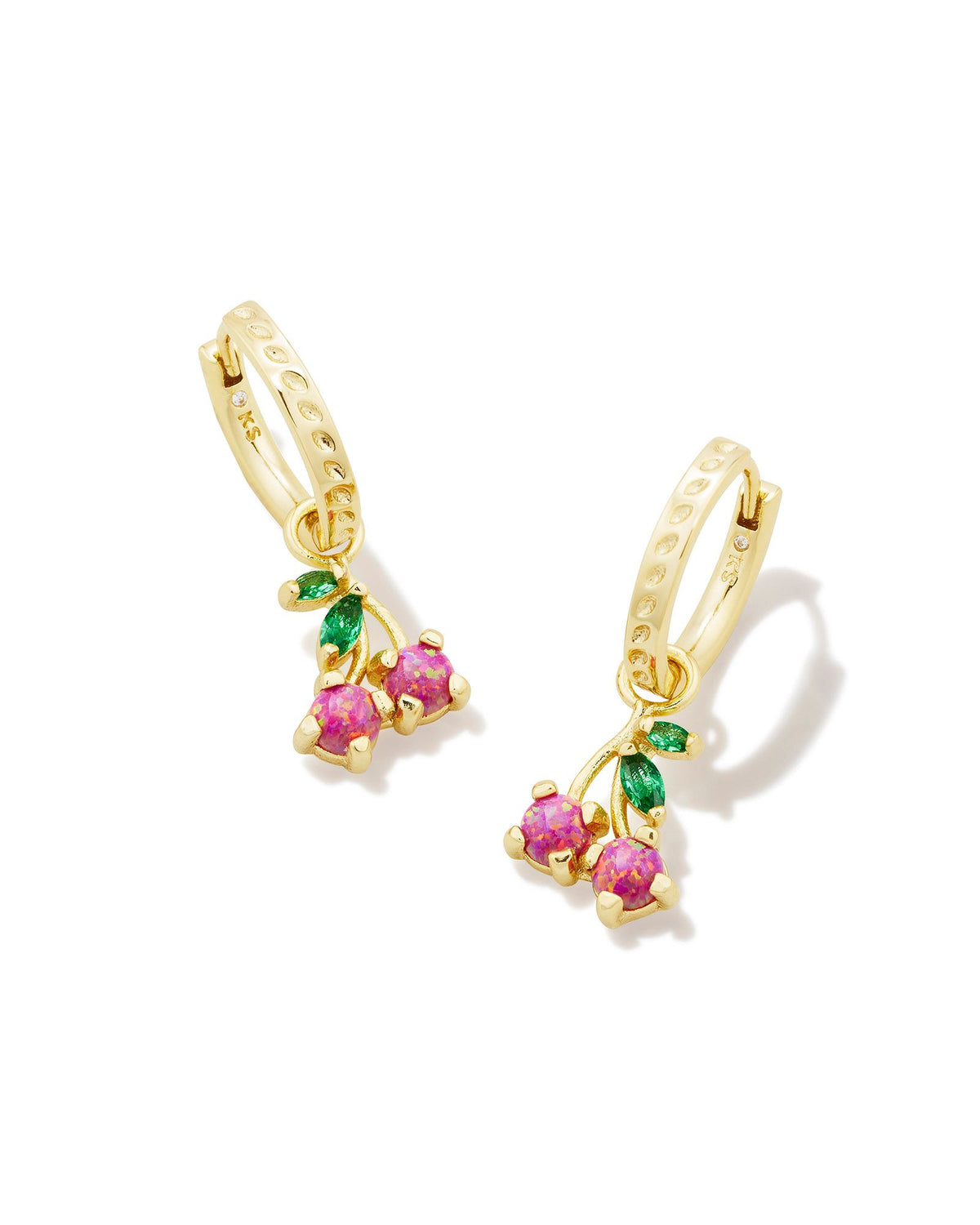 Cherry Huggie Earrings in Gold Berry Kyocera Opal by Kendra Scott-Lemons and Limes Boutique