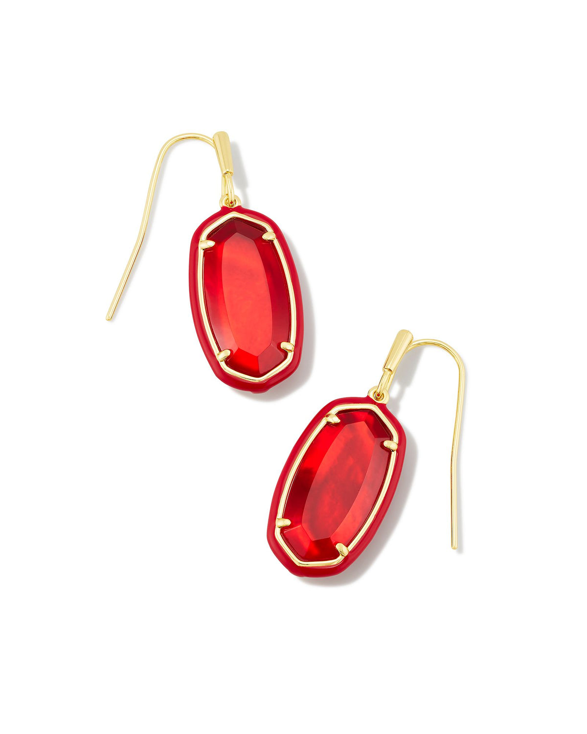 Dani Enamel Frame Drop Earrings in Gold Red Illusion by Kendra Scott-Lemons and Limes Boutique