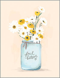 Get Well Greeting Card - Jar of Daisies--Lemons and Limes Boutique