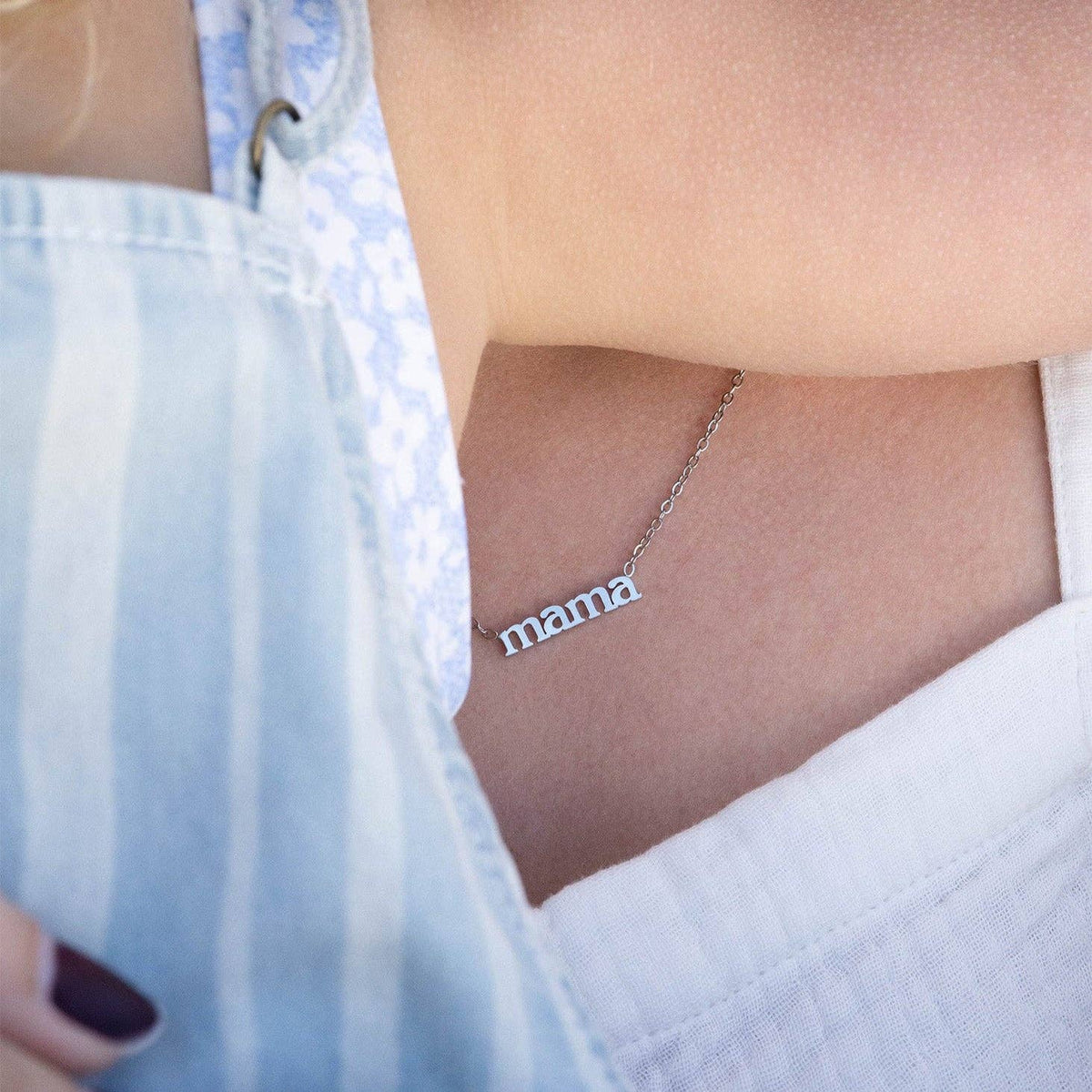 18K Gold PVD Stainless Steel Mama Charm Necklace