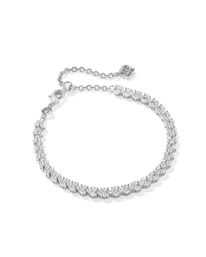 Emery Tennis Bracelet in Silver White Crystal--Lemons and Limes Boutique