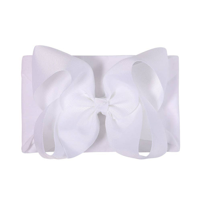 Baby Super Bow Headband in White--Lemons and Limes Boutique