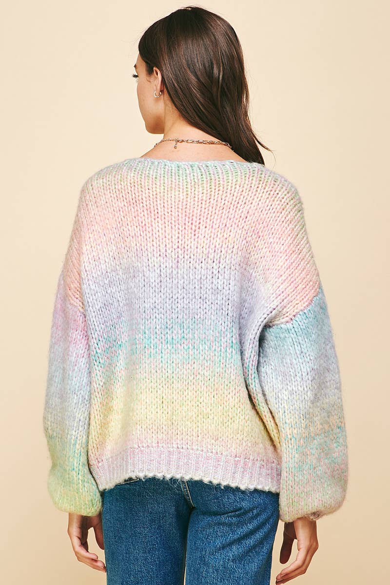 Multi Color Pullover Sweater in Rainbow-Lemons and Limes Boutique