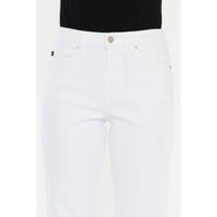 Zahara High Rise Cropped Straight Leg Jeans in White by Kan Can USA-Lemons and Limes Boutique