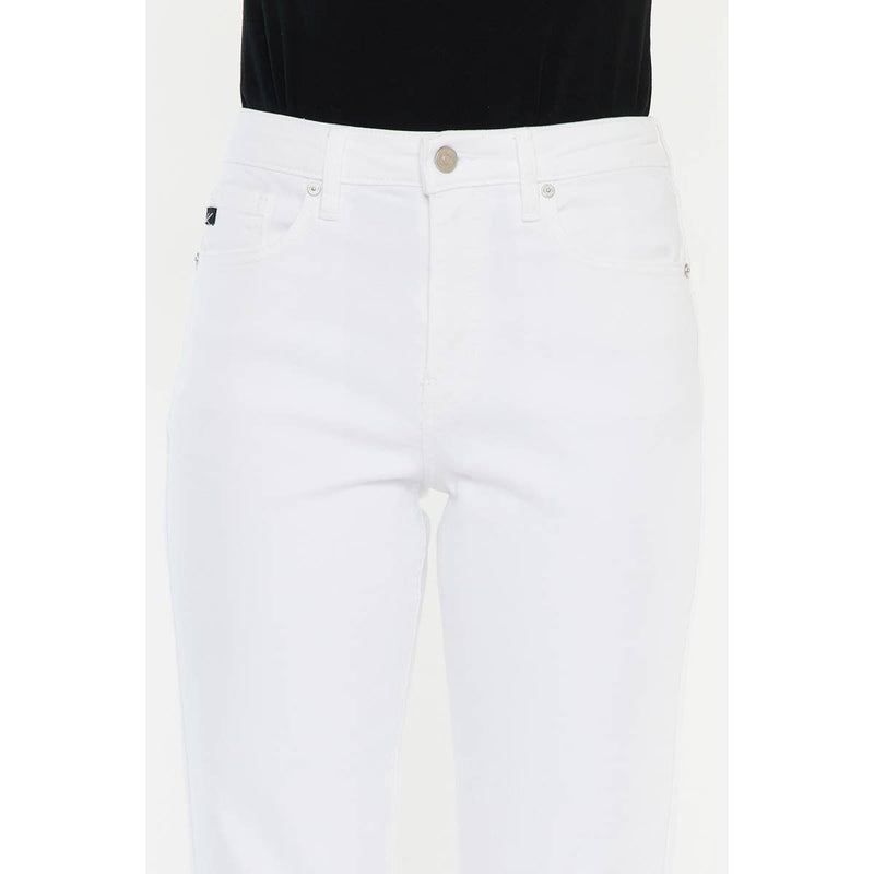 Zahara High Rise Cropped Straight Leg Jeans in White by Kan Can USA-Lemons and Limes Boutique