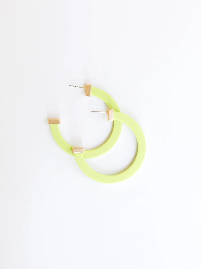 Classic Acrylic Large Hoops in Lime-Lemons and Limes Boutique