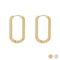 18K Gold PVD Stainless Stainless Steel Oval Huggie Earrings-Gold-Lemons and Limes Boutique