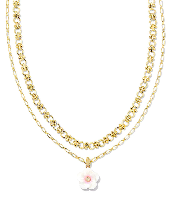 Deliah Multi Strand Necklace in Gold Iridescent Pink White Mix by Kendra Scott--Lemons and Limes Boutique