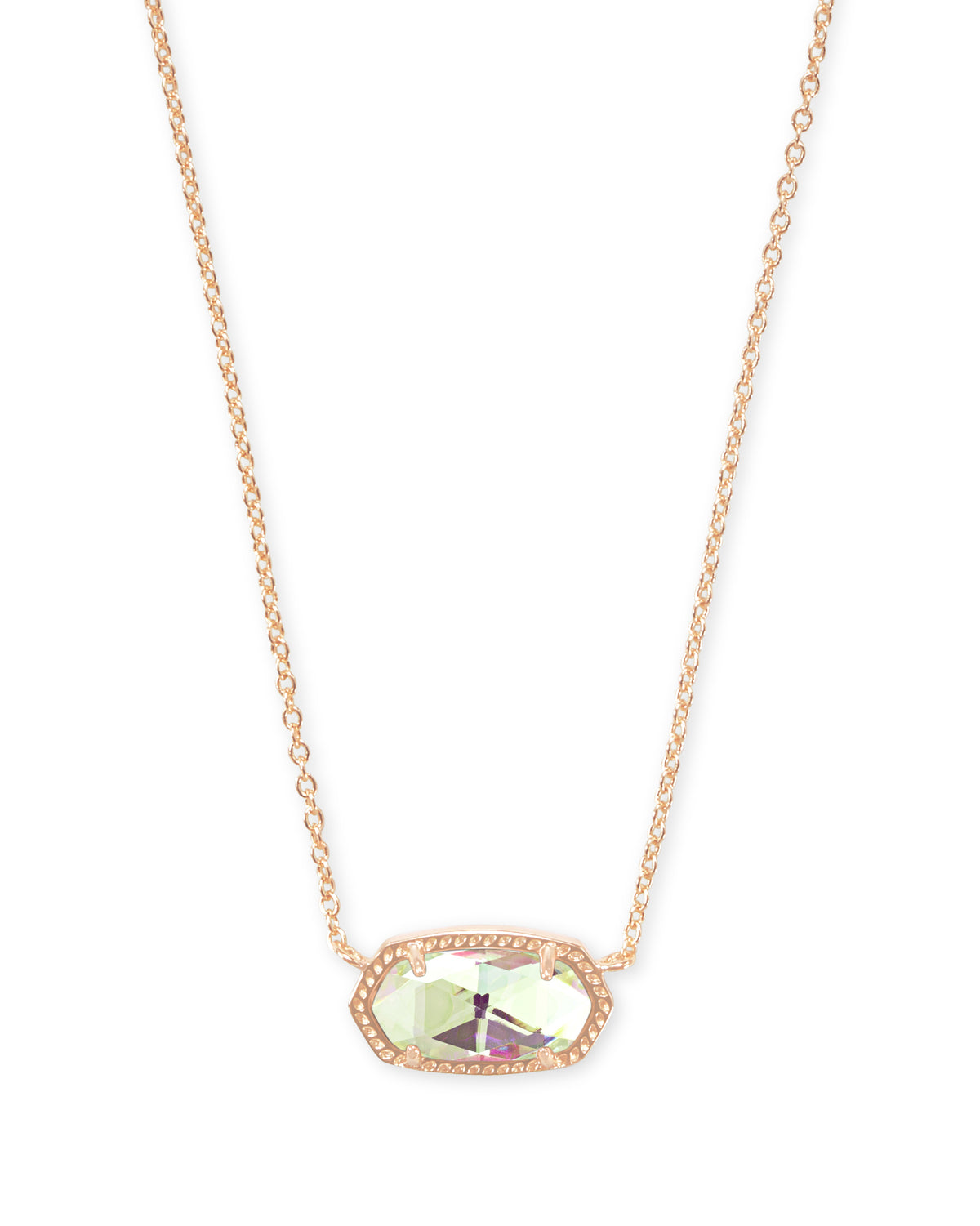 Elisa Short Pendant Necklace in Rose Gold Dichroic Glass by Kendra Scott-Lemons and Limes Boutique