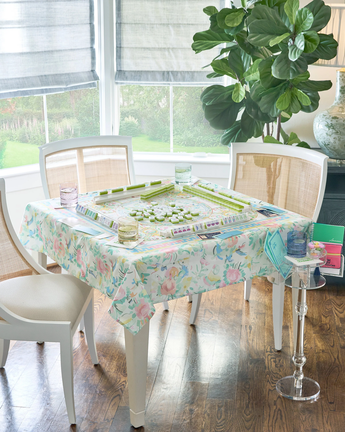 Amazon Blue Instructional Mahjong Tablecloth-Lemons and Limes Boutique