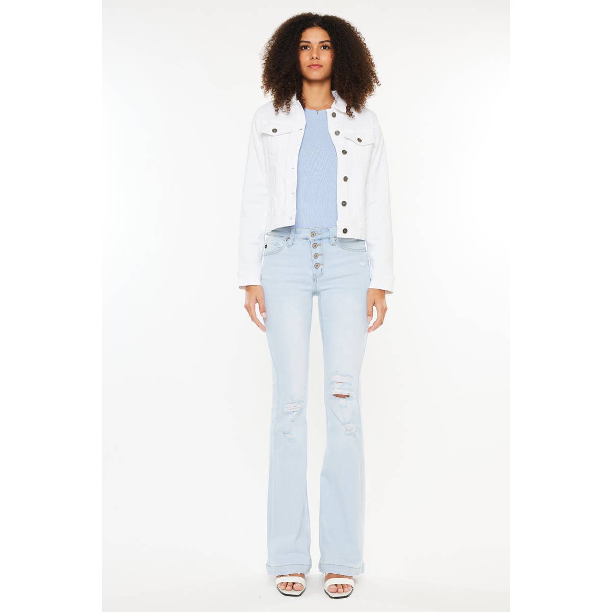 White Denim Jacket by Kan Can USA--Lemons and Limes Boutique