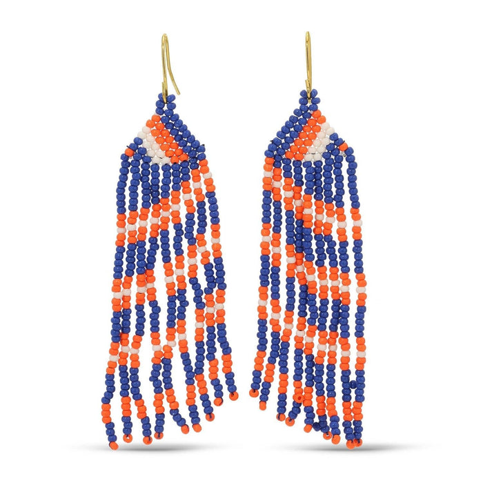 Long Game Day Earrings in Blue, Orange, and Whire