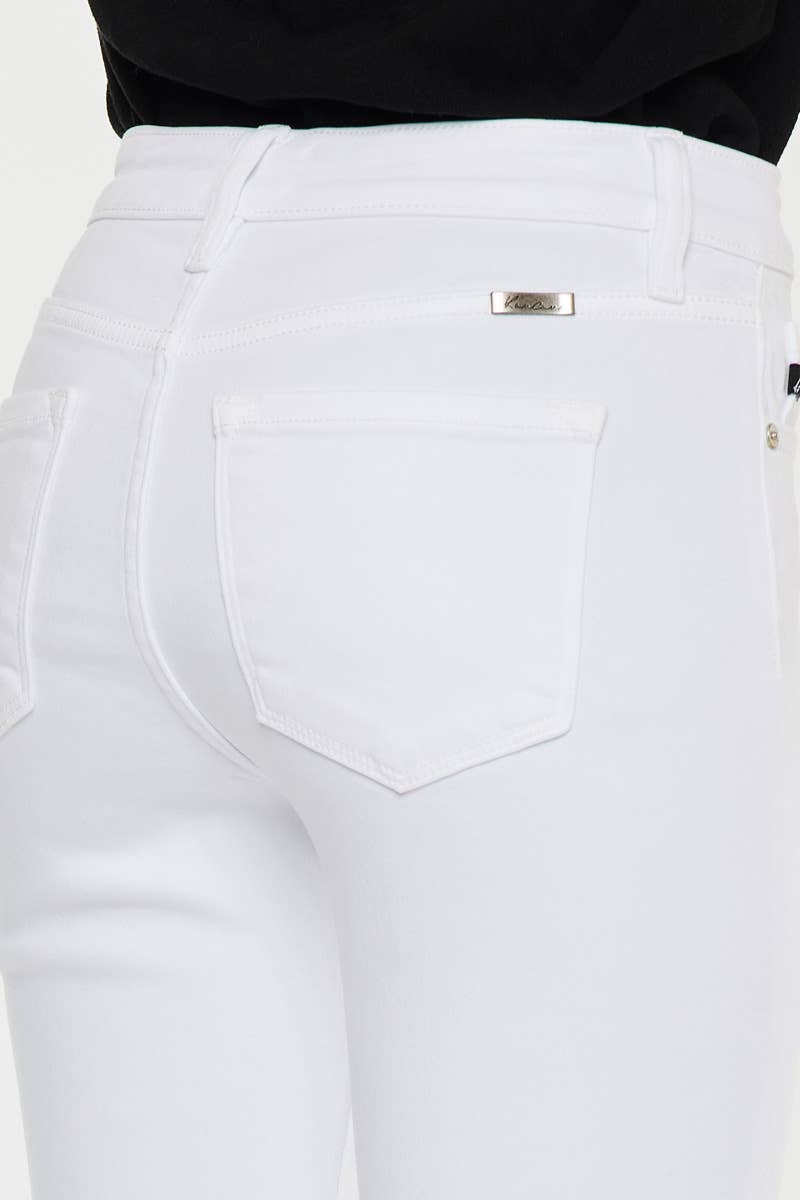 Bristol High Rise Kick Flare Jeans in White by Kan Can USA--Lemons and Limes Boutique