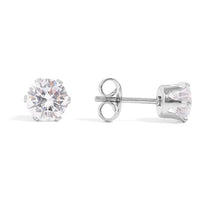 Stainless Steel Round CZ Stud Earrings-Lemons and Limes Boutique