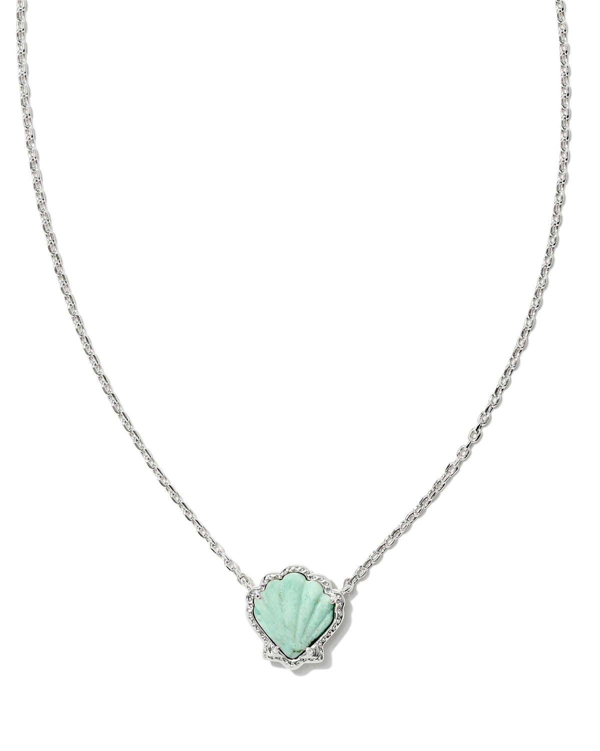 Brynne Shell Pendant Necklace in Silver Sea Green Chrysocolla by Kendra Scott-Lemons and Limes Boutique