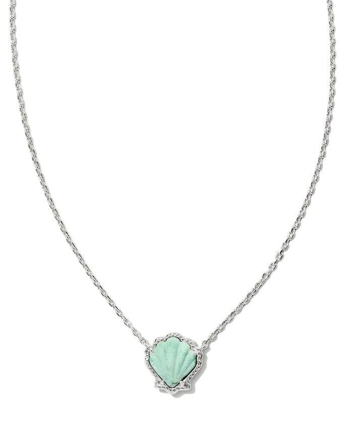 Brynne Shell Pendant Necklace in Silver Sea Green Chrysocolla by Kendra Scott-Lemons and Limes Boutique