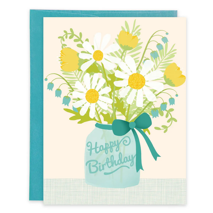 Birthday Greeting Card- Daisy Jar