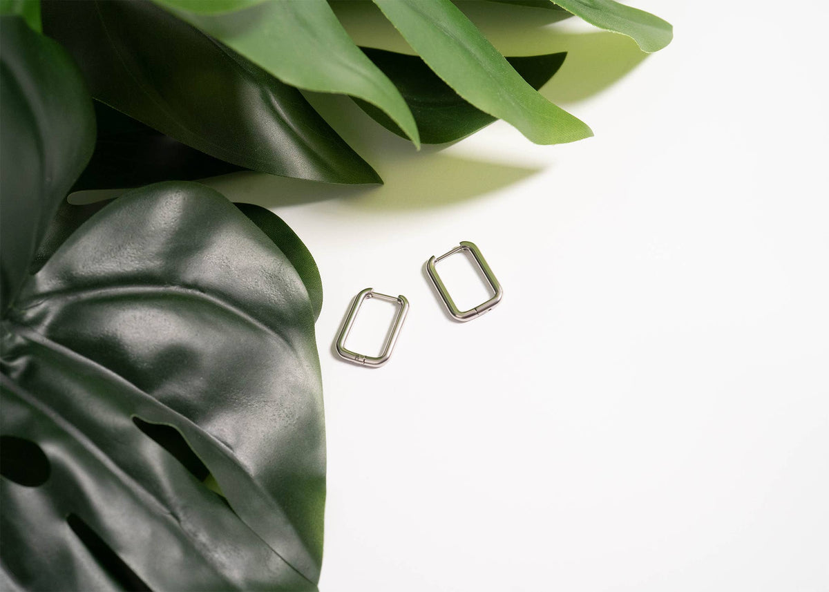 18K Gold PVD Rounded Rectangle Everyday Huggie Earrings: Stainless-Lemons and Limes Boutique