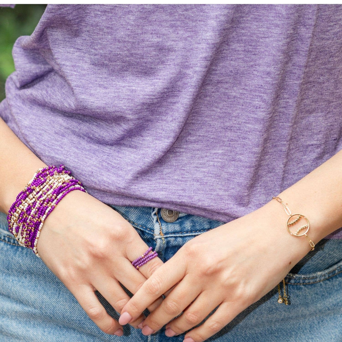 Stretch Seed Bead Solid Game Day Bracelets