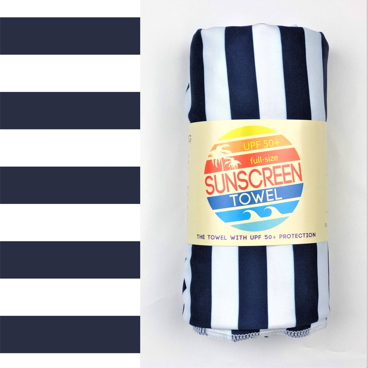 UPF 50+ Pool & Beach Towel in Navy Stripe--Lemons and Limes Boutique