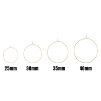 18K Gold PVD Stainless Steel Wire Hoop Earrings: Stainless / 25mm
