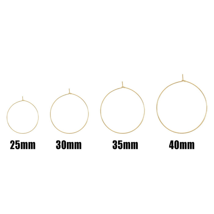 18K Gold PVD Stainless Steel Wire Hoop Earrings: Stainless / 25mm