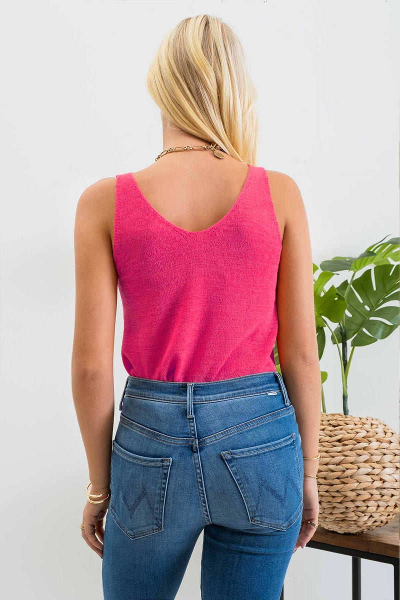 Knit Tank Top in Fuchsia--Lemons and Limes Boutique