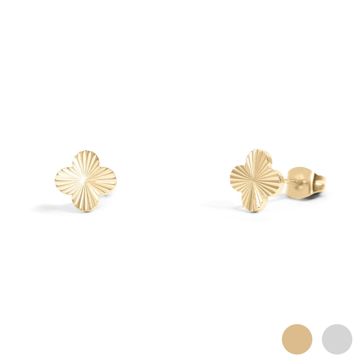 18K Gold PVD Stainless Steel Clover Stud Earrings-Lemons and Limes Boutique