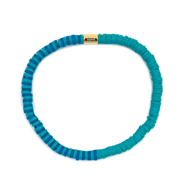 Seascape Vinyl Disc Stretch Bracelet in Lagoon by Pura Vida-Lemons and Limes Boutique