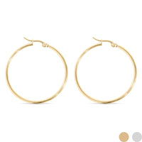 18K Gold PVD Stainless Steel Round Tube Hoop Earrings-Lemons and Limes Boutique