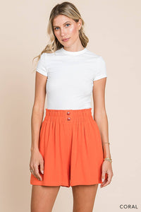 Soft Blended Button Detail Shorts in Coral-Lemons and Limes Boutique