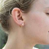 18K Gold PVD Stainless Steel White Heart Stud Earrings-Lemons and Limes Boutique