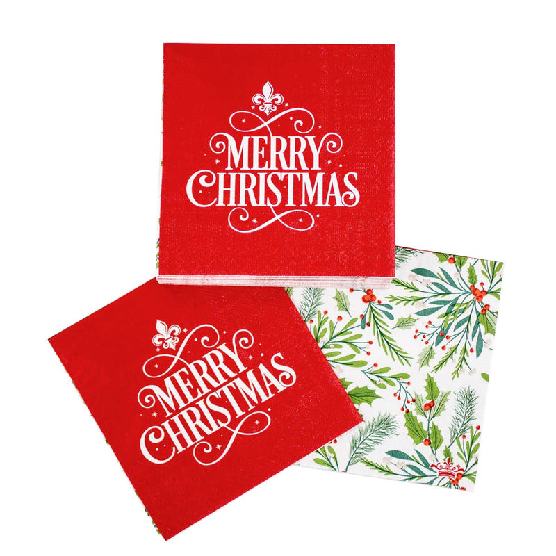 Fleur Merry Christmas Cocktail Napkins-Lemons and Limes Boutique