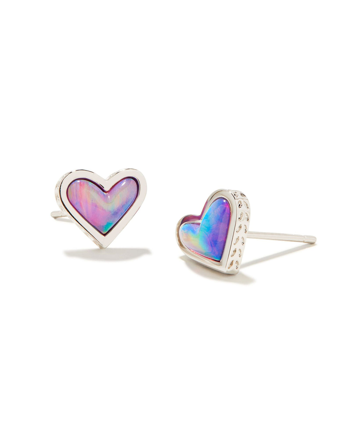 Framed Ari Heart Stud Earrings in Silver Lilac Opalescent Resin by Kendra Scott-Lemons and Limes Boutique