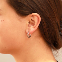 18K Gold PVD Stainless Steel Textured Twisted Huggie Hoop Earrings-Lemons and Limes Boutique