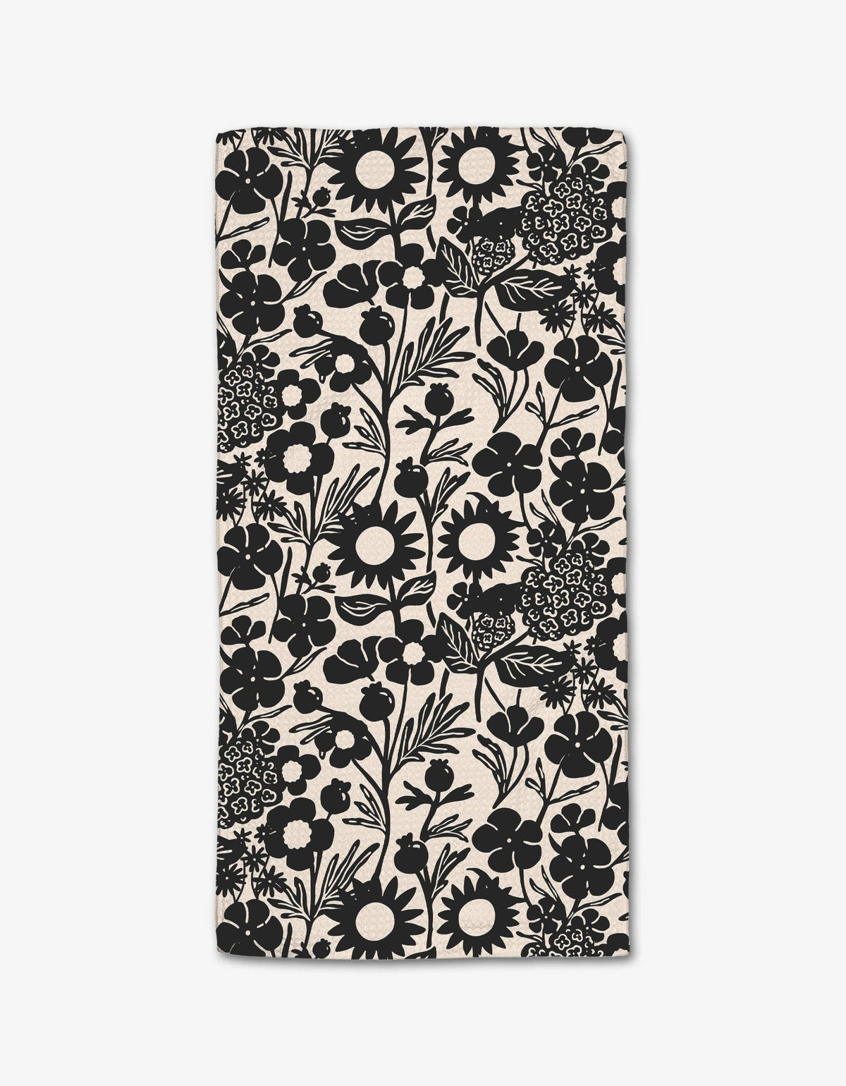 Black Flower Garden Bar Towel by Geometry-Lemons and Limes Boutique