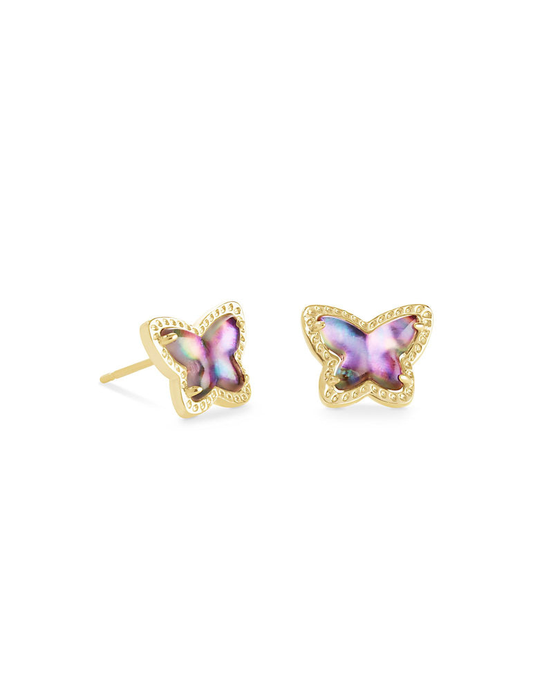 Lillia Butterfly Stud Earrings in Gold Lilac Abalone by Kendra Scott-Lemons and Limes Boutique