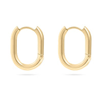 18K Gold PVD Stainless Steel Oval Huggie Earrings-Gold-Lemons and Limes Boutique