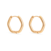 18K Gold PVD Stainless Steel Rounded Geometric Huggie Hoop Earrings / ERJ0006: Stainless-Lemons and Limes Boutique