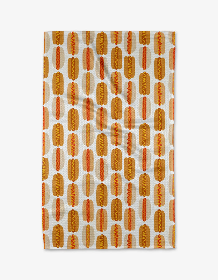 Hot Dogs Of Summer Tea Towel by Geometry-Lemons and Limes Boutique
