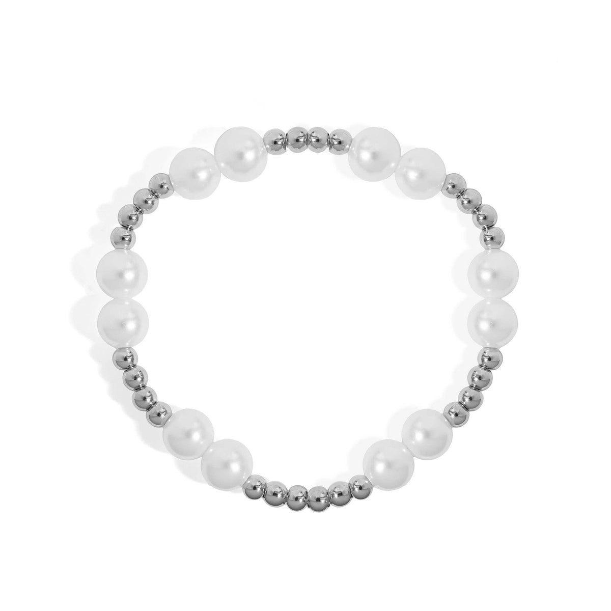 18K Gold PVD 8mm Kiska Glass Pearl Stretch Bracelet