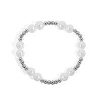 18K Gold PVD 8mm Kiska Glass Pearl Stretch Bracelet