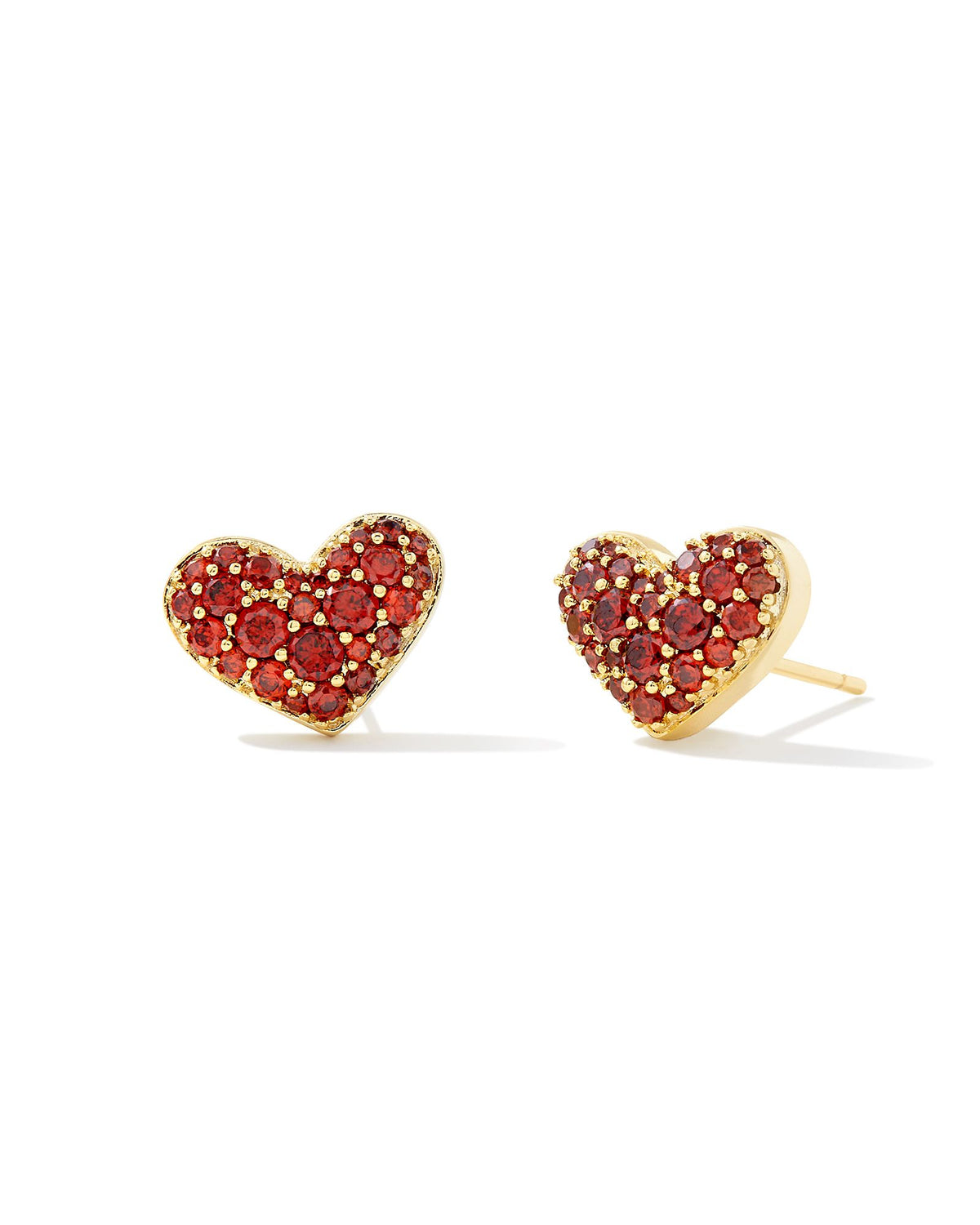 Ari Pave Crystal Heart Gold Stud Earrings in Red Crystal by Kendra Scott-Lemons and Limes Boutique