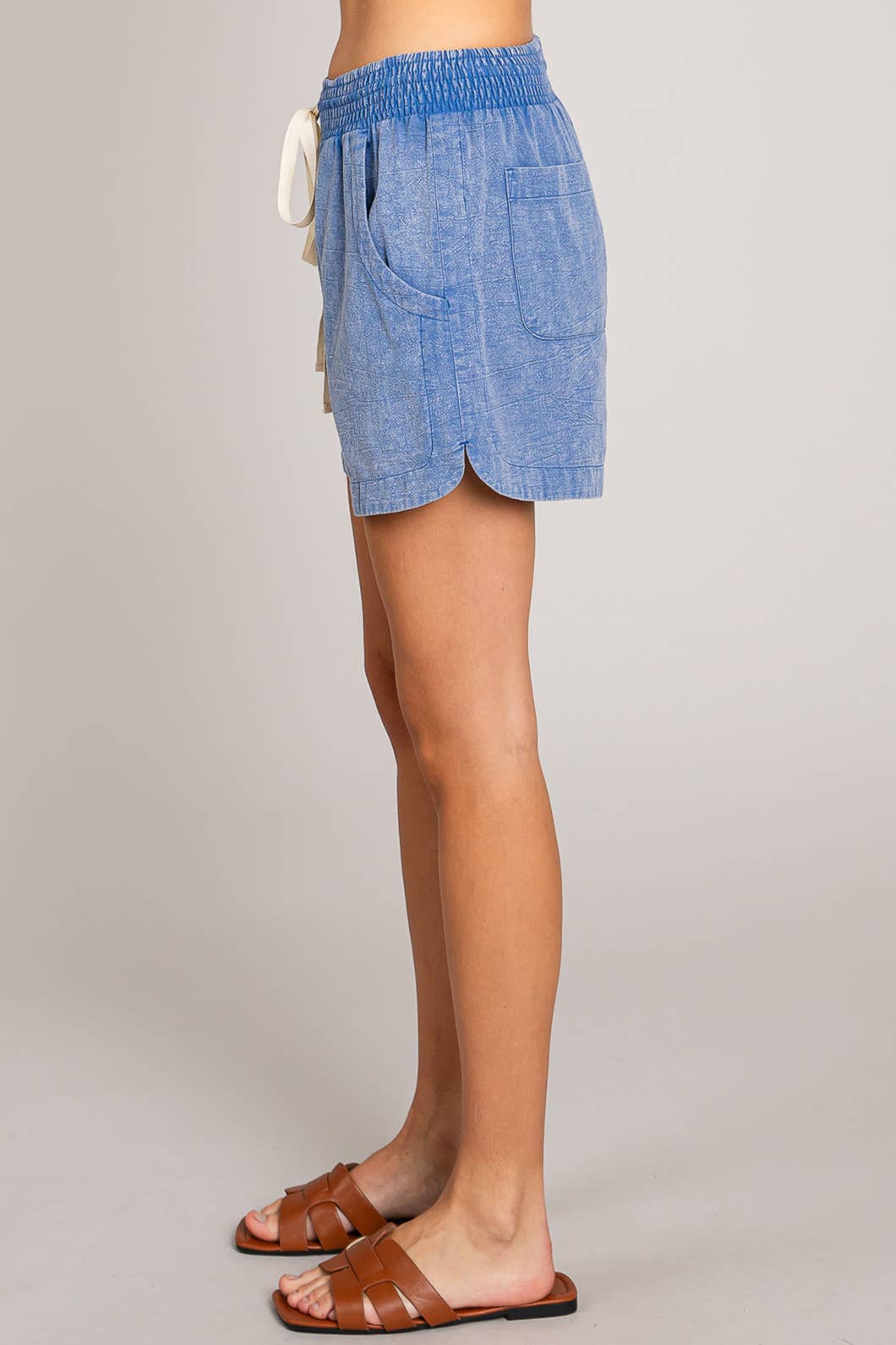 Women's Cotton Slub Casual Shorts in Royal Blue-Lemons and Limes Boutique
