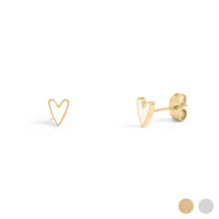 18K Gold PVD Stainless Steel White Heart Stud Earrings-Lemons and Limes Boutique
