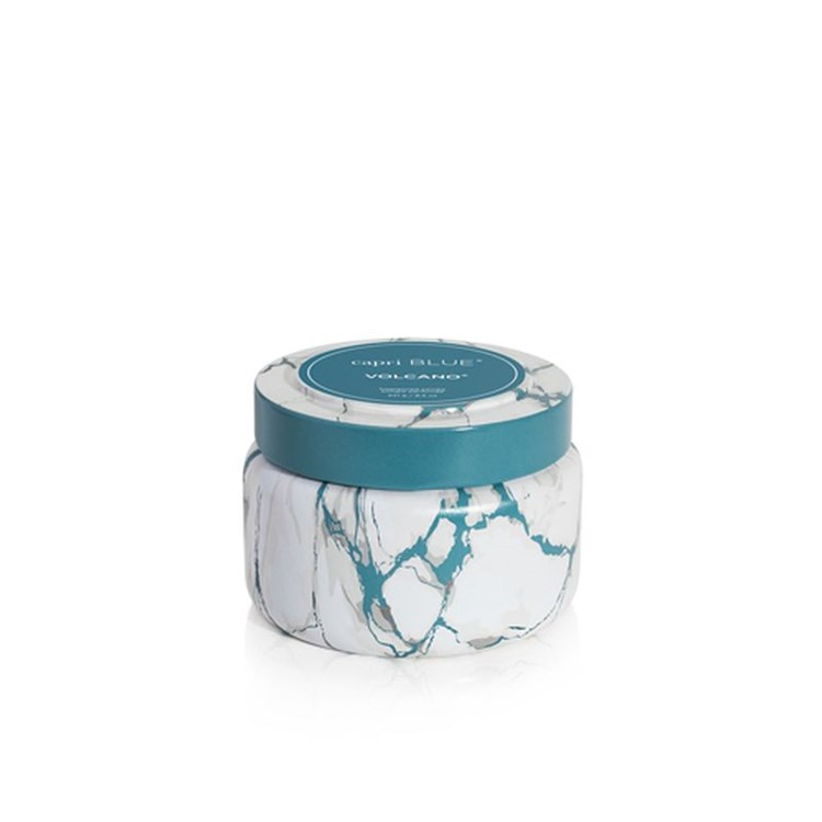 Volcano Modern Marble Printed Travel Tin 8.5oz Candle by Capri Blue--Lemons and Limes Boutique