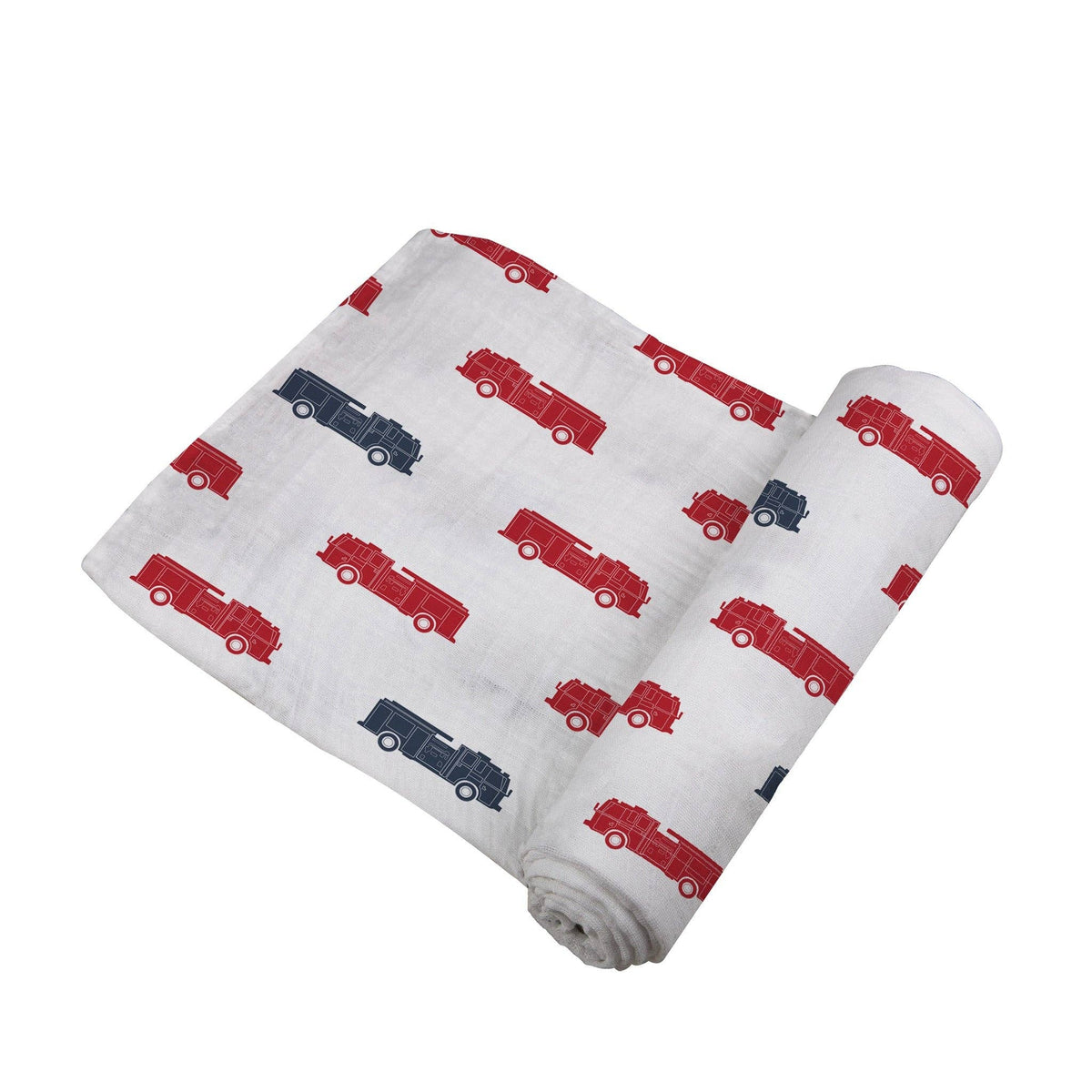 Blue and Red Fire Trucks Swaddle--Lemons and Limes Boutique