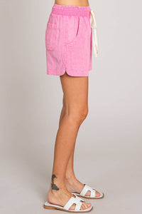 Women's Cotton Slub Casual Shorts in Pink-Lemons and Limes Boutique