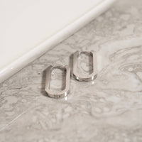 18K Gold PVD Stainless Stainless Steel Oval Huggie Earrings-Lemons and Limes Boutique